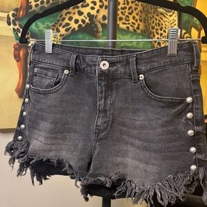 INC INTERNATIONAL CONCEPTS WOMENS HIGH RISE STUDDED FRAY HEM SHORTS